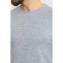 MCR Desenli Lacivert Renk Slim Fit Bisiklet Yaka Erkek T-Shirt
