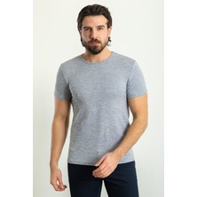 MCR Desenli Lacivert Renk Slim Fit Bisiklet Yaka Erkek T-Shirt
