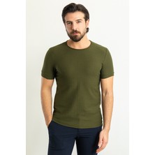 MCR Desenli Haki Rengi Slim Fit Bisiklet Yaka Erkek T-Shirt