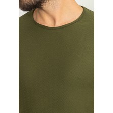 MCR Desenli Haki Rengi Slim Fit Bisiklet Yaka Erkek T-Shirt