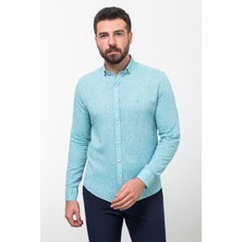 Düz Slim Fit Basic Keten Erkek Gömlek