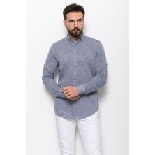 Düz Slim Fit Basic Keten Erkek Gömlek