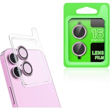 ZORE Apple iPhone 16 Cl-07 Kamera Lens Koruyucu-Pembe