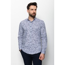 Desenli Lacivert Renk Slim Fit Erkek Gömlek