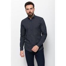 Desenli Bej Rengi Slim Fit Erkek Gömlek