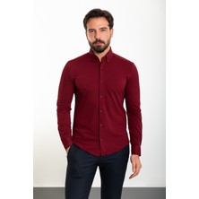 Düz Bordo Slim Fit Erkek Gömlek