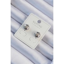 Clariss Xuping Gümüş Renk Minimal Bombeli Oval Küpe