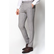 Ekoseli Lacivert Renk Super Slim Fit Erkek Pantolon