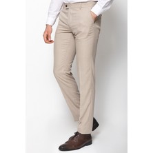Desenli Bej Rengi Super Slim Fit Erkek Pantolon