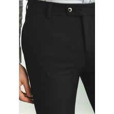 Desenli Siyah Renk Slim Fit Klasik Yün Erkek Pantolon