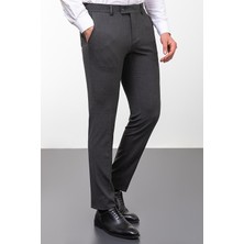 Düz Antrasit Rengi Slim Fit Klasik Erkek Pantolon
