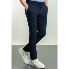 Düz Lacivert Renk Super Slim Fit İpli Erkek Pantolon