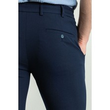 Düz Lacivert Renk Super Slim Fit İpli Erkek Pantolon
