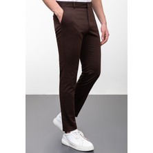 MCR Düz Kahverengi Super Slim Fit Erkek Pantolon
