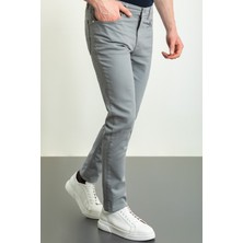 Düz Gri Renk Super Slim Fit Kanvas Erkek Pantolon