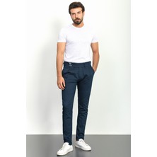 Pileli Lacivert Renk Slim Fit Erkek Pantolon