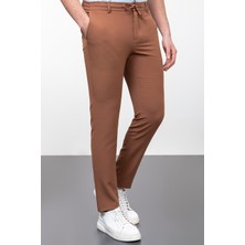 Düz Super Slim Fit İpli Erkek Pantolon