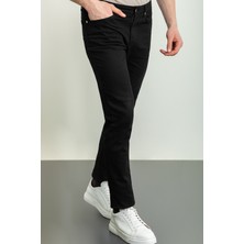 Düz Siyah Renk Super Slim Fit Kanvas Erkek Pantolon