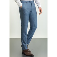 Desenli Lacivert Renk Slim Fit Klasik Erkek Pantolon