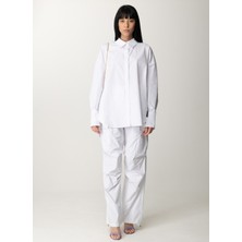 Patrizia Pepe Beyaz Kadın Yüksek Bel Rahat Pantolon 8P0602