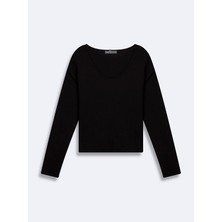 LTB Kadın  V Yaka Uzun Kollu Siyah T-shırt