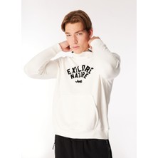 Jeep Kapüşon Yaka Baskılı Ekru Erkek Sweatshırt C4WM-SWT4267