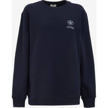 Jeep Bisiklet Yaka Baskılı Lacivert Erkek Sweatshırt J4WM-SWT7220