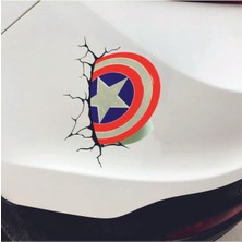 Özkaş 3D Sticker Kaptan Amerika Oto Sticker, Motorsiklet, Kask, Laptop Sticker 20X12 cm Oto Aksesuar