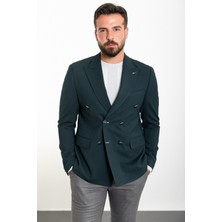 MCR Çizgili Slim Fit Geniş Yaka Kruvaze Erkek Ceket