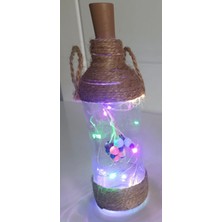 Moda Marifet Renkli dekoratif ledli boncuklu hasır şişe fener