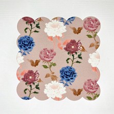 Deco Pembe Zemin Çiçek Desenli Dijital Baskılı Kokteyl Peçetesi Yıkanabilir Lazer Kesimli