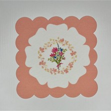 Deco Pembe Zemin Halka Çiçek Desenli Dijital Baskılı Kokteyl Peçetesi Yıkanabilir