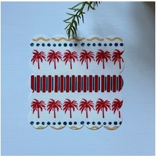 Deco Fincan Uyumlu Palmiye Desenli Kumaş Kokteyl Peçetesi Yıkanabilir Lazer Kesimli