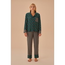 Suwen Cat Eye Maskülen Pijama Takımı