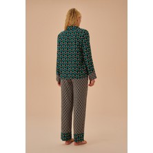Suwen Cat Eye Maskülen Pijama Takımı