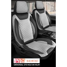 Kurra Store Audi Q3 Uyumlu Tam Set Pro Lüks Oto Koltuk Kılıfı Deri ve Kabartmalı Gri Kumaş