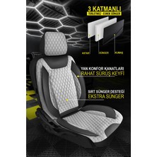 Kurra Store Renault Express Uyumlu Tam Set Pro Lüks Oto Koltuk Kılıfı Deri ve Kabartmalı Gri Kumaş