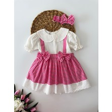 Miniğimin Cicileri Pötikare Fistolu Pamuk Kız Çocuk Elbise - Fuşya