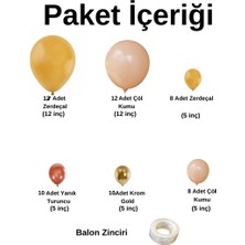 Balon Seti Krom Gold-Yanık(burnt) Turuncu- Zerdeçal - Çöl Kumu 60 Lı Balon Zinciri Seti