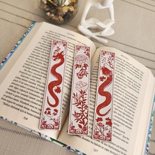 3 ' Lü Ejderha Desenli Kabartmalı Kitap Ayracı Seti 3D 3 Boyutlu Altındal Home