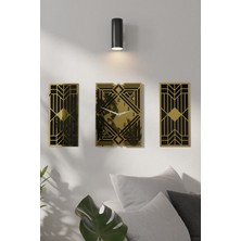 Acar Grafik Dekoratif Lüx Gold Ayna Pleksili Duvar Saati