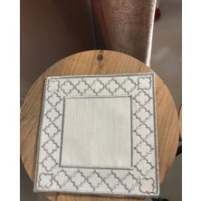 Nivemeshome Fas Nakışlı Gümüş Kare (6 Adet) Keten Kokteyl Peçetesi Kahve Yanı Sunumluk