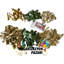 Balon Seti Okaliptus-Krom Gold-Deniz Kumu 100 Lü Balon Zinciri Seti