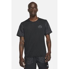 Nike Rise 365 Run Division Short-Sleeve Reflectörlü Siyah Koşu Tişörtü