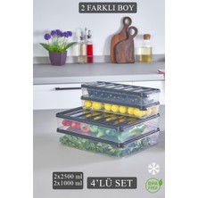 Krm Home 4'lü Set Dondurulmuş, Bakliyat, Yemek Kabı, Piknik Kahvaltı Taze Gıda Saklama Kabı 2x1 Lt-2x2,5 Lt