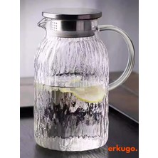 Erkugo Vakumlu Çelik Kapaklı Isıya Dayanıklı Borosilikat Cam Demlik, Süzgeçli Demlik (1500 Ml) Ekg- Icejug