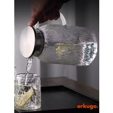 Erkugo Vakumlu Çelik Kapaklı Isıya Dayanıklı Borosilikat Cam Demlik, Süzgeçli Demlik (1500 Ml) Ekg- Icejug