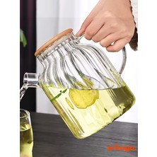 Erkugo Vakumlu Bambu Kapaklı Isıya Dayanıklı Borosilikat Cam Demlik, Süzgeçli Demlik (1800 Ml) Ekg-Lemonade