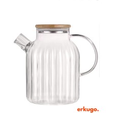 Erkugo Vakumlu Bambu Kapaklı Isıya Dayanıklı Borosilikat Cam Demlik, Süzgeçli Demlik (1800 Ml) Ekg-Lemonade