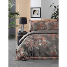 Sarev Atlas Jakarlı %100 Pamuk Çift Kişilik Nevresim Takımı Bakır